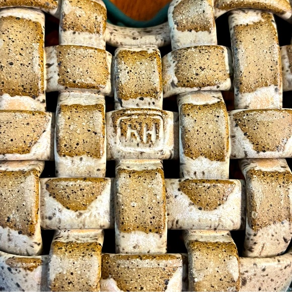 River Hill Art Pottery woven clay heart dish basket made in the USA - Picture 6 of 7